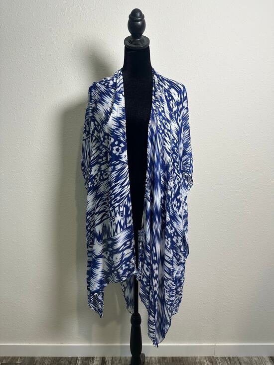 Michael Stars Other - MICHAEL STARS Ruana Scarf Batik Blue Sarong Swim Cover-up Kimono OS boho